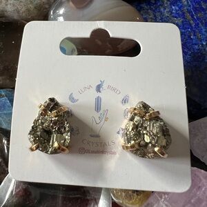 Luna Bird Genuine Pyrite Crystal Earrings